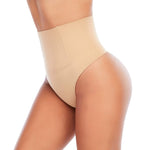 Werena Tummy Control Thong Shapewear for Women Seamless Shaping Novelty Thong Panties Body Shaper Underwear(01# Beige-mid Waisted(has Boning),XX-Large)