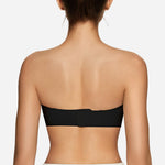 OEAK Womens Strapless Bras Jelly Push Up Bandeau Bra Non Slip Wireless Supportive Padded Bras Seamless Comfortable Tube Bra Large Black