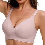 Showyoo Wireless Bras for Women Seamless Bralette Full Coverage Everyday Bra Lace Trim Wire-Free Comfort Daily Bras Dusty Rose M