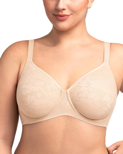 HSIA Minimizer Bra for Women - Full Coverage Seamless Lace Bra Plus Size Underwire Unlined Bra for Heavy Breast Nude