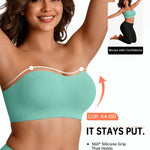 Vertvie Strapless Bra Wireless Non-Slip Push Up Bandeau Bras for Women Full Support Tube Tops Padded Bralette S-Large Breasts(Mint Green,Medium)