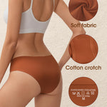 AIVEITE Women's Seamless Underwear No Show Bikini Panties Cheeky Low Rise Breathable Silky Invisible Briefs 6 Pack