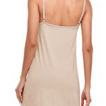 Zephyrine Women's Full Slip Dress Camisole Under Mini Dress Nightwear Sleeveless Straight Dress Adjustable Spaghetti Strap (Beige, Medium)