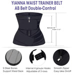 YIANNA Waist Trainer for Women Latex Underbust Double Training Belt Tummy Control Waist Cincher Sport Girdle,YA2223-Black-M