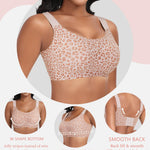 Womens Wireless Jelly Bras Plus Size No Underwire Seamless Full Coverage Comfortable Everyday Bra with Medium Support (Pink Leopard, XX-Large)