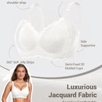 Gailife Scalloped Jelly Bras for Women No Underwire Wireless Seamless Push Up Bralettes Soft Comfort Everyday Tshirt Bra -XL/White