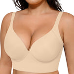 SHAPELLX Women's Bra Push Up Back Smoothing Underwire Shaping Bralettes (Beige, 40DDD)