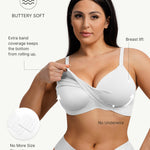 FeelinGirl Wireless Supportive Bra for Women, Seamless Comfort Bralettes No Underwire Full Coverage Everyday Bras White