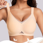 Gailife Jelly Wireless Bras for Women No Underwire Bralettes Seamless Supportive T Shirt Everyday Bras-Beige,M