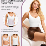 YERKOAD Compression Tanks for Women Shapewear Tank Tops Seamless Tummy Control Tank Top Scoop Neck Camisole Tops(Medium,White)