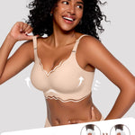 Vertvie Jelly Bras for Women No Underwire Wireless Push Up Bra Full Coverage Bralettes Seamless Comfort Everyday Sports Bra(Nude,Medium)