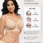 SHAPELLX Wireless Comfy Bra for Womens Breathable Seamless Bra Non Padded Comfortable Soft Bralette Nude Medium