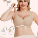 Gailife Womens Seamless Wireless Supportive Lift Bra Push Up Comfort Soft No Underwire Full Coverage T-Shirt Bralette, Milk Coffee, M