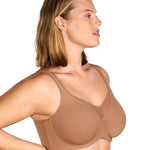 HSIA Minimizer Bras for Women Plus Size, Full Coverage Coolcomfort T Shirt Unlined Bra with Underwire for Heavy Breast, Coffee 34C