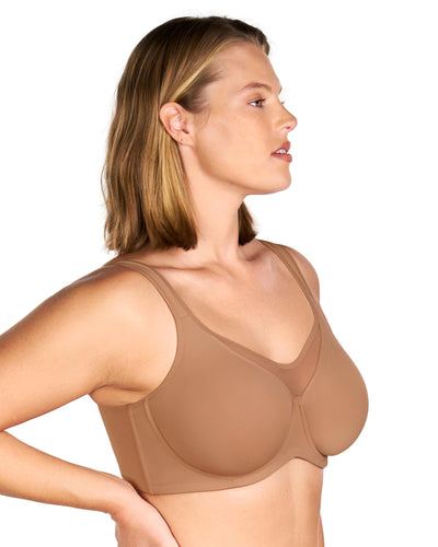 HSIA Minimizer Bras for Women Plus Size, Full Coverage Coolcomfort T Shirt Unlined Bra with Underwire for Heavy Breast, Coffee 34C
