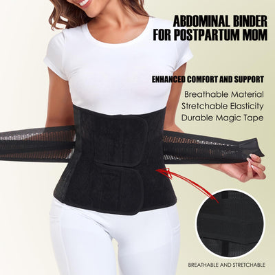 MAMODY Postpartum Belly Band – Postpartum Belly Wrap, Abdominal Binder Post Surgery C-section Recovery Support Belt After Birth Brace, Slimming Girdles (Midnight Black, L)