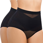 Nebility 2 Piece Tummy Control Shapewear Butt Lifting Underwear for Women Lower Belly Waist Trainer Seamless Faja Body Shaper (Black 2pk, Medium)