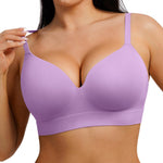 FeelinGirl Wireless Supportive Bra for Women, Seamless Comfort Bralettes No Underwire Full Coverage Everyday Bras Purple