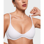INLYRIC Women's Inbarely Plus Plunge Bra - Unlined Underwire Sexy Demi Balconette Bras White 34DD