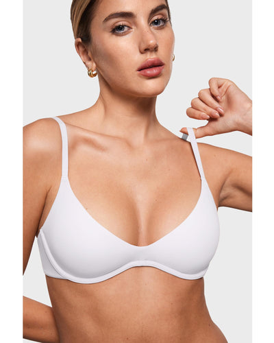 INLYRIC Women's Inbarely Plus Plunge Bra - Unlined Underwire Sexy Demi Balconette Bras White 34DD