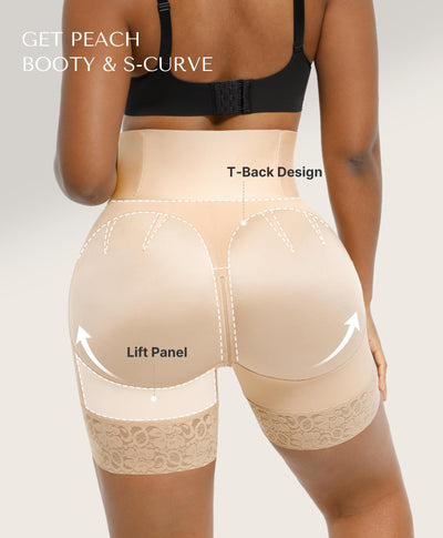 SHAPELLX Faja Body Shaper High Waisted Shapewear for Women Tummy Control Strapless Shapewear Butt Lifting High Compression Shorts (Beige, X-Large)