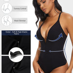 SHAPERIN Bodysuit for Women Shapewear Tummy Control Deep V Neck Plunge Sleeveless Backless Thong Body Suit Tank Top