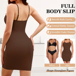 JOYSHAPER Body Shaper for Women Full Slips for Under Dress Adjustable Spaghetti Strap Brown XL