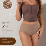 SHARICCA Seamless High Waisted Underwear for Women Cheeky Underwear Wave Edge No Show Bikini Panties Ribbed Panties Pack,5P01,L