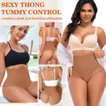 Werena Women Shapewear Tummy Control Thong High Waisted Body Shaper Underwear Lace Shaping Panties Slimming Panty Girdle(#B Lace Latte(Mid Waisted), Small)