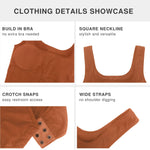 Lover-Beauty Shapewear Tummy Control Slimming Body Suits Thong Built in Bra Tank Top, Brown, M/L