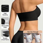 OEAK Supportive Strapless Bras for Women Push Up Wireless Bandeau Bra Non Slip Seamless Bras Comfortable Padded Bralette Black XL
