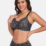 Gailife Womens Wireless V Mesh Comfortable Bra Seamless Bralette Push Up Brassiere No Underwire Supportive Tshirt Everyday Bra, Grey Leopard, M