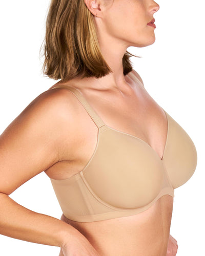 HSIA Minimizer Bra for Women - Air Mesh T-Shirt Full Coverage Seamless Bra Plus Size Underwire Padded Bra for Large Bust Light Beige