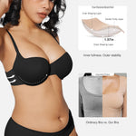 Popilush Push Up Bra Balconette Seamless Underwire Demi T-Shirt Square Neck Bra Lingerie Color Black 38D