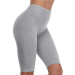 VOGUEMAX Women's Plus Size Short Leggings Stretchy Slip Shorts Mid Thigh Lightweight Pants Grey
