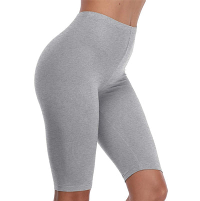 VOGUEMAX Women's Plus Size Short Leggings Stretchy Slip Shorts Mid Thigh Lightweight Pants Grey