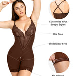 Popilush Shapewear Bodysuit Tummy Control - Deep V Neck Sleeveless Lace Corset Shapewear Tops Body Shaper