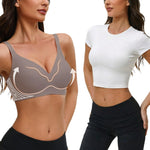 Showyoo Women's Wireless Bras Seamless Full Coverage Bralette No Underwire Comfort T-Shirt Bra with Lace Panel Insert Gray S