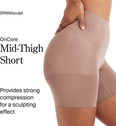 SPANX SPANXsculpt OnCore Mid-Thigh Short - Powerful Sculpting Body Shaper - Level 4 Compression - Shapewear for Women