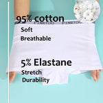 FINETOO Womens Cotton Boy Shorts Underwear Full Coverage Soft Boxer Briefs High Waisted Panties for Lady Girls 6 Pack(M)