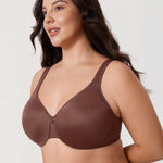 DELIMIRA Women's Minimizer Bra Plus Size Underwire Smooth Full Coverage Seamless Bras Brown Violet 34DD