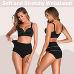 OLIKEME Tummy Control Cotton Underwear for Women Plus Size Breathable Postpartum Panties High Waisted Briefs Multicolor