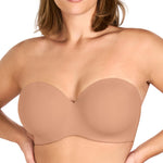 HSIA Strapless Bra for Women Large Breasts Seamless Underwire Plus Size Convertible Bandeau Bra Dark Beige