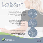 AltroCare Postpartum & Post Surgery Abdominal Binder. 3-Panel belly band for recovery after childbirth, hysterectomy, tummy tuck, hernia, diastasis recti. Size S/M (30" to 45"). Made in USA.