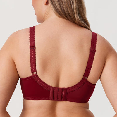 DELIMIRA Women's Plus Size Full Coverage Underwire Unlined Minimizer Lace Bra Ancora Red 36E
