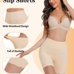 Blueinn Women's High Waisted Cooling Slip Shorts - Anti Chafing Under Dress Shorts for Women, Scalloped Edge Safety Shorts NU-L Beige