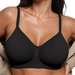 OEAK Bralettes for Women with Support Comfortable Wireless Bras Seamless Bralette No Underwire Bra Cute Everyday Tshirt Bras Black L