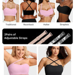 Vertvie Strapless Bra Wireless Non-Slip Push Up Bandeau Bras for Women Full Support Tube Tops Padded Bralette S-Large Breasts(Light Pink,Large)