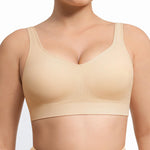 Lover-Beauty Wireless Push Up Bra for Women No Underwire Comfort Soft Seamless Bras Full Coverage Clay Large
