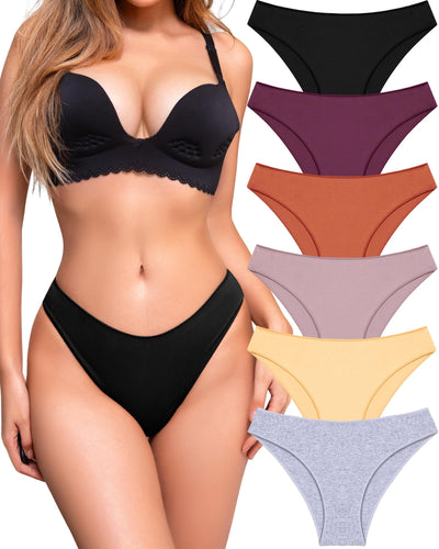 UNDER THE SEA Cotton Underwear for Women 6 Pack Sexy Bikini High Cut Breathable Cheeky Panties Underwear Womens Lingerie Outfits Clothes